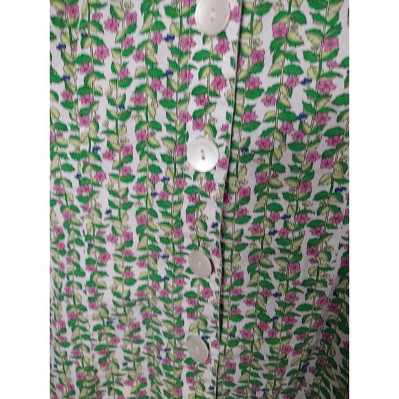 Westbound Woman 6p Shirt Collared Button V Neck Green Floral 3/4 Sleeve - Picture 5 of 10